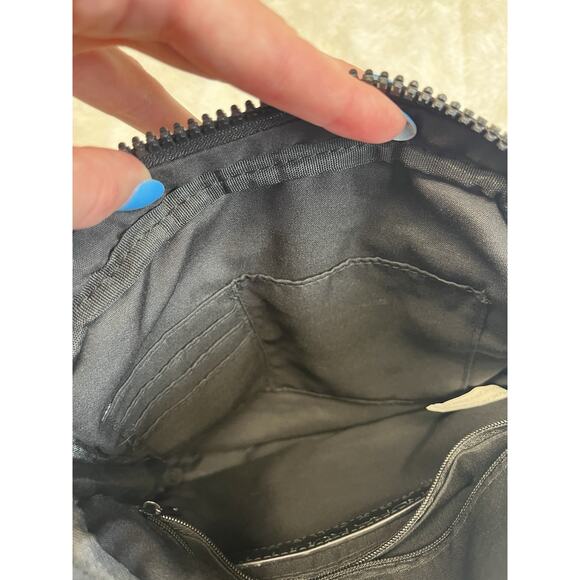 Sondra Roberts Squared Nylon Quilted Black Crossbody Purse Rainbow Strap - Picture 11 of 11